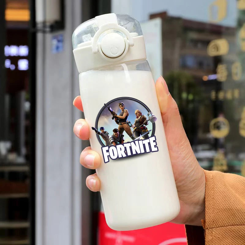 400ML Fortnites 18CM Straw Cup for Adult Boys Girls Cute Water Cup Cartoon Students Drop-Resistant Water Bottle Portable Gifts