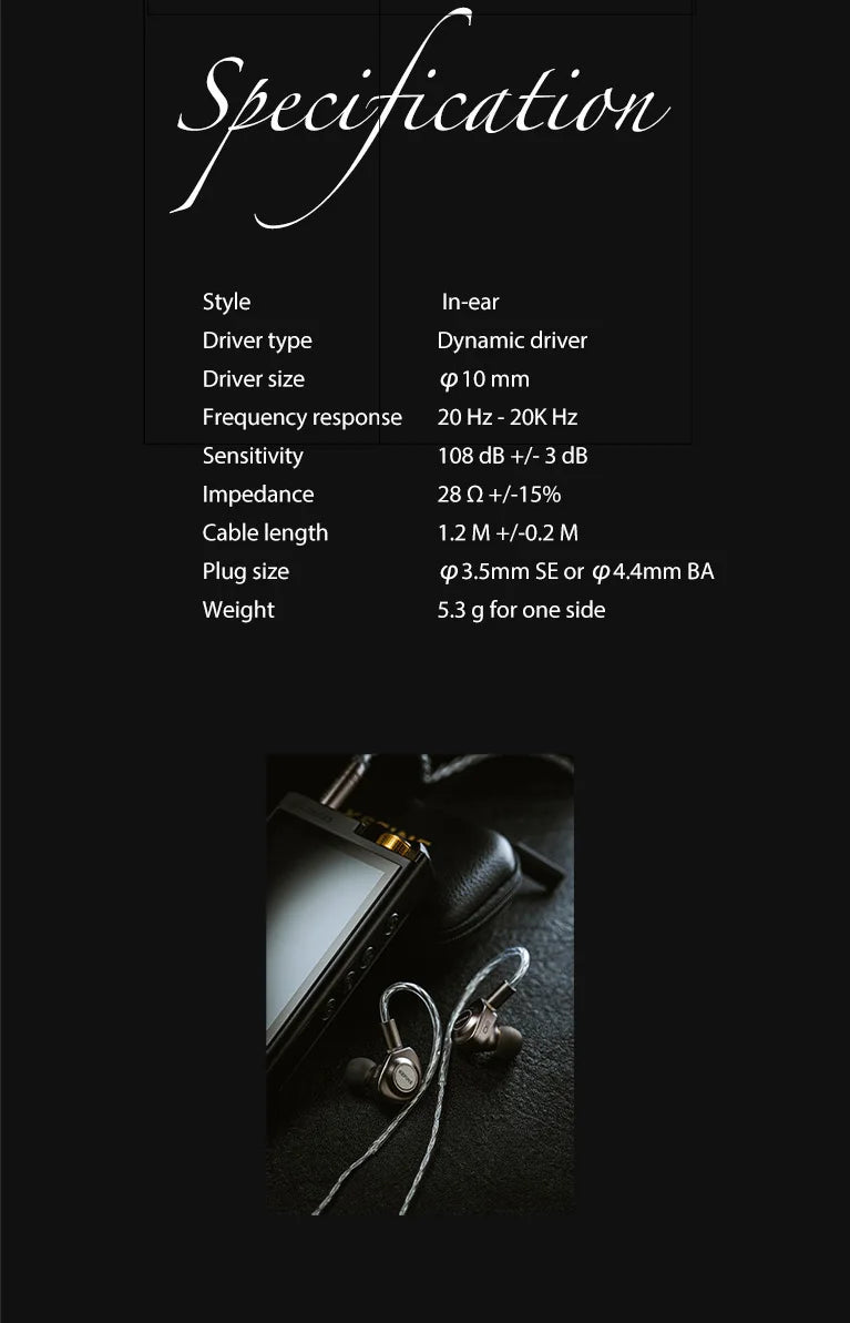 Auricolari cablati Kefine X ANELEARS Delci AE 10mm HiFi IEM – Monitor in-ear con driver DLC+PU e doppia sintonizzazione per musica e gaming