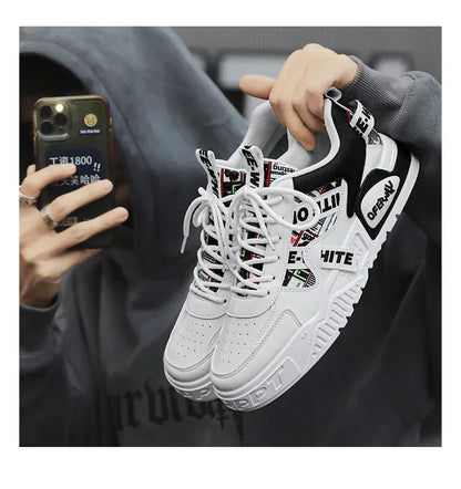 Scarpe da skateboard da uomo, sneakers estive, in pelle, casual, alla moda, per attività all'aperto, corsa, sport, escursionismo, tennis, con zeppa, di marca, di lusso