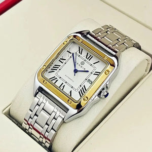 Luxury Square Watch for Men, Calendar Display, Stainless Steel Strap, High-End Luxury Small Square Men's Watch, Stylish Business Casual Versatile Trendy Men's Wristwatch, the Best Gift for Him