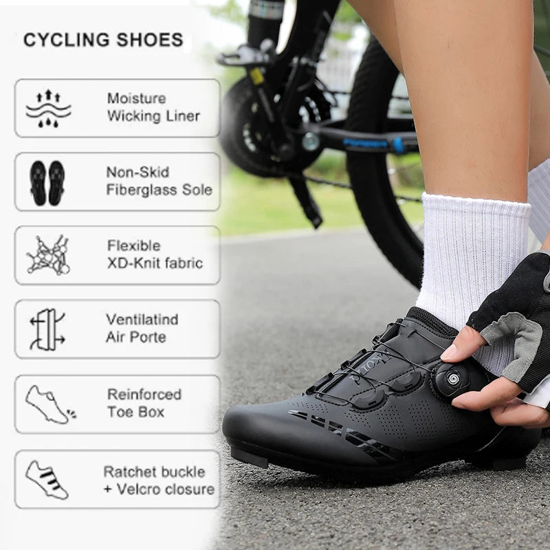 Zapatillas de ciclismo para hombre, bicicletas de carretera, mujer, competición, con cierre automático, velocidad, zapatillas deportivas de ciclismo, zapatillas de ciclismo con calas SPD para mujer