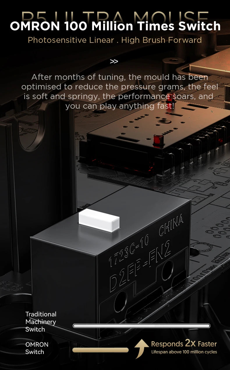ATTACK SHARK R5 Ultra trådløs gamingmus i kulfiber, PixArt PAW3950MAX-gamingsensor, 42000DPI, 8000Hz, MCU Nordic 52840