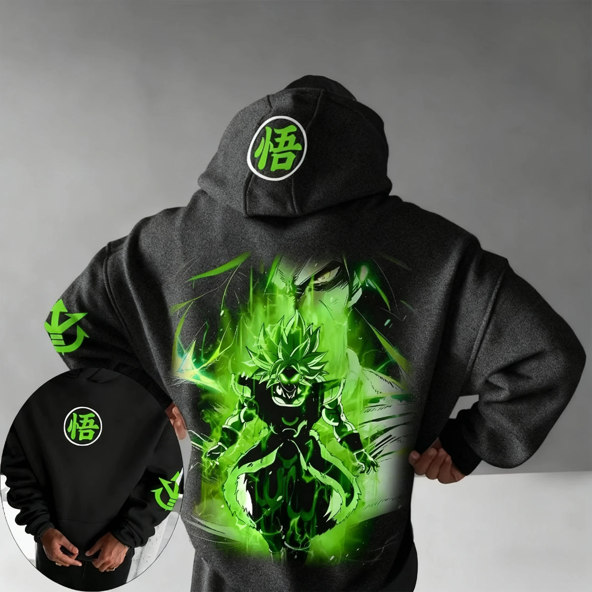 Camisola com capuz estampada com o Broli do anime Dragon Ball - Outono/Inverno - Nova coleção para homem e mulher - Estilo casual e folgado - Harajuku - Tamanhos grandes - Camisola para pais e filhos