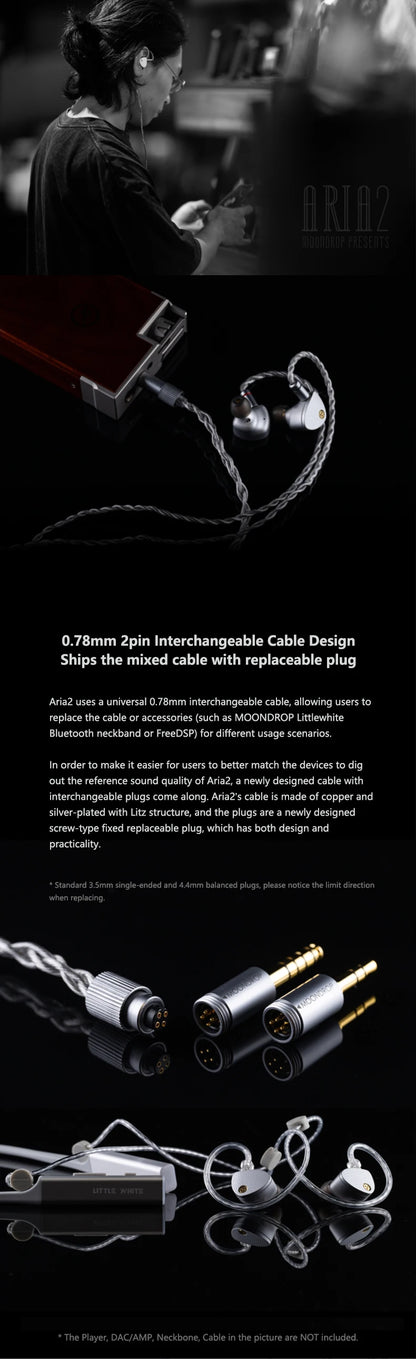 MOONDROP ARIA 2 Earphones High Performance IEMs Earbuds with Detachable Cable 0.78mm 2pin 3.5/4.4mm plug ARIA2 Earphone