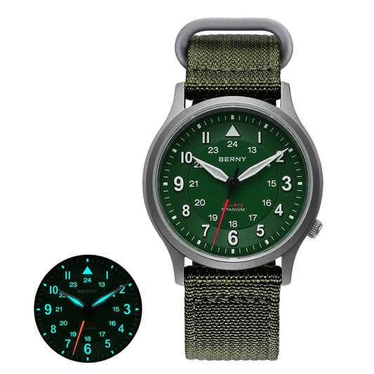 BERNY Titanium Watches for Men Super Luminous Sapphire Field Men's Watch Outdoor Quartz Wristwatch Lightweight 5ATM