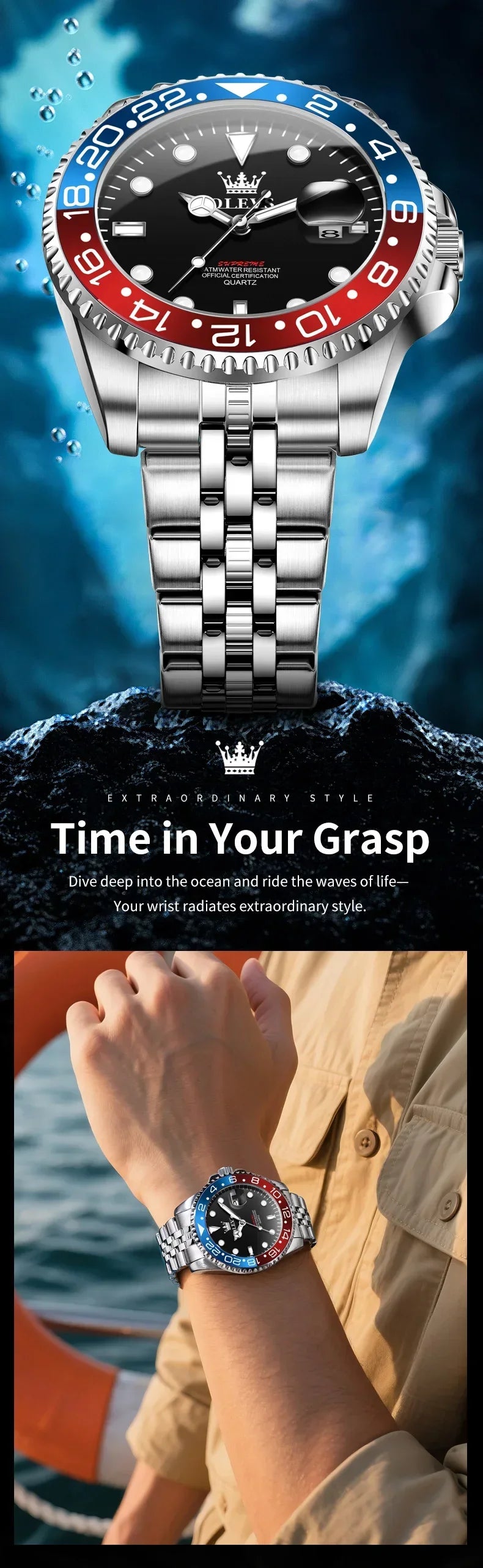 OLEVS 5657 New Mens Watch Original Stainless Steel Date Quartz Watch 30 M Waterproof Luminous Sports Man For Watches Gifts Reloj