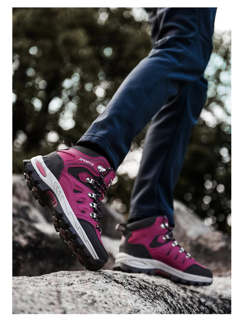 Outdoor Waterproof Hiking Boots Men's Women's Spring And Autumn Hiking Wear-resistant Mountain Sports Boots Hunting Sports Shoes
