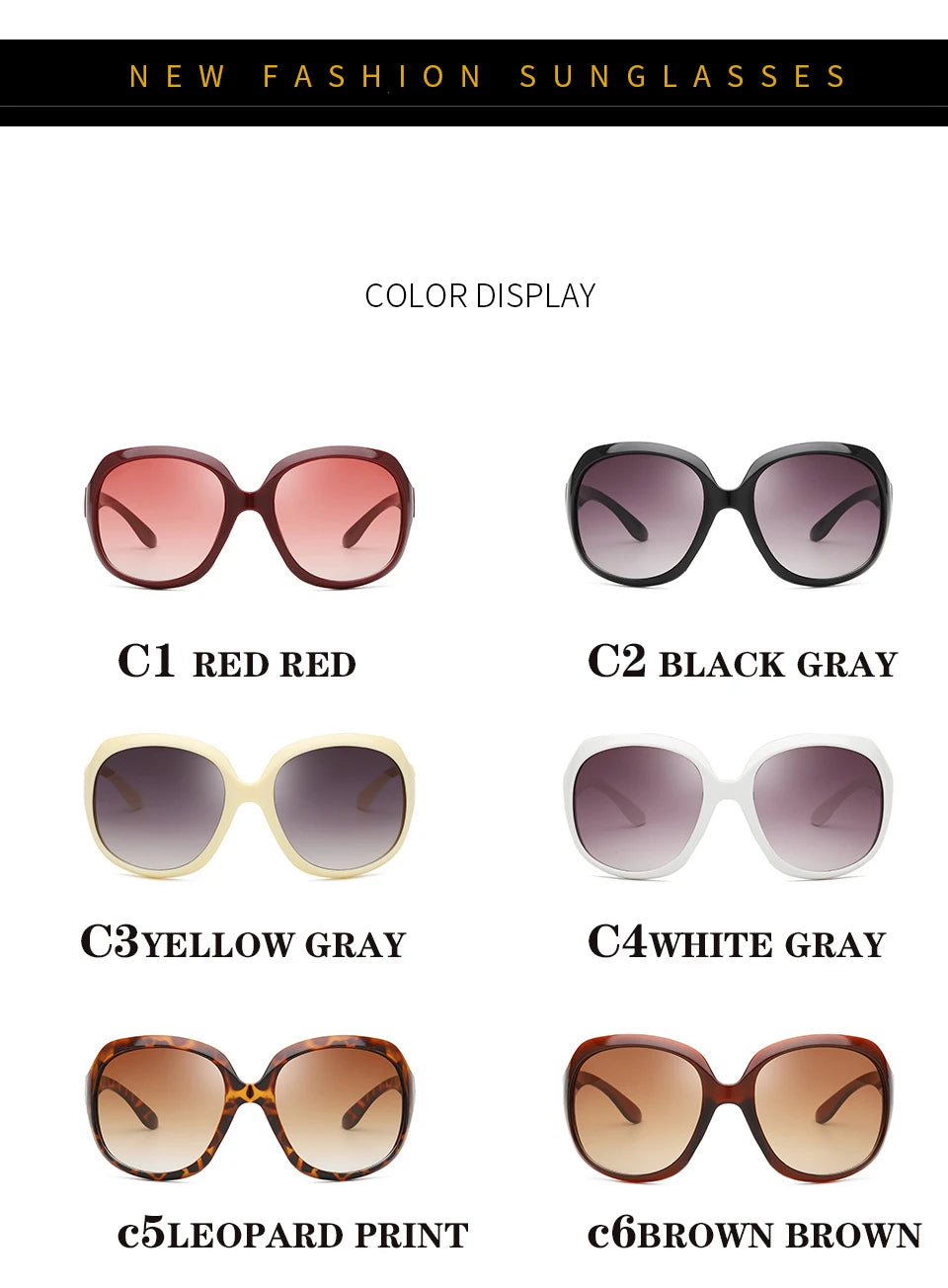 Oversized  Sunglasses Women Luxury Brand Designers Oval Sun Glasses Vintage Black Shades UV400 zonnebril dames