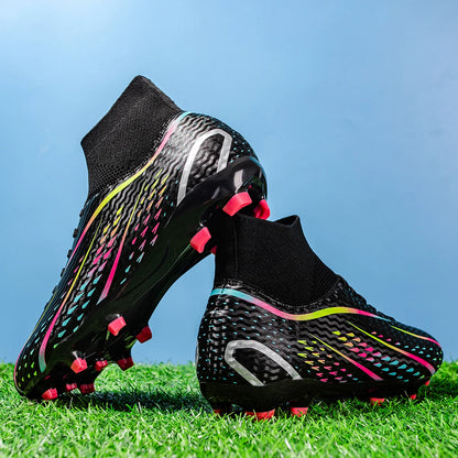 Chaussures de football pour hommes respirantes FG/AG à crampons longs, adaptées à l'entraînement et à la compétition, antidérapantes universelles toutes saisons