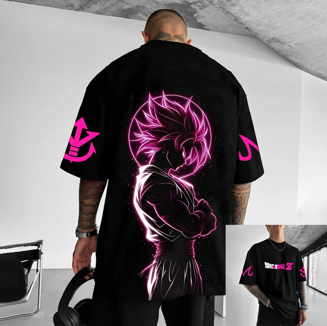 T-shirt de algodão de manga curta com estampado de Dragon Ball Z – Son Goku e Vegeta – Roupa para homem e mulher – Estilo Harajuku, Y2K, vintage, verão, streetwear