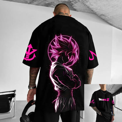 T-shirt de algodão de manga curta com estampado de Dragon Ball Z – Son Goku e Vegeta – Roupa para homem e mulher – Estilo Harajuku, Y2K, vintage, verão, streetwear