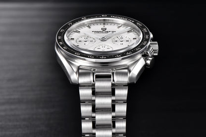 PAGANI DESIGN herenhorloge „New Moon“ – Luxe quartzhorloge, chronograaf, saffierglas met antireflectiebehandeling, keramische lunette, lichtgevende wijzers