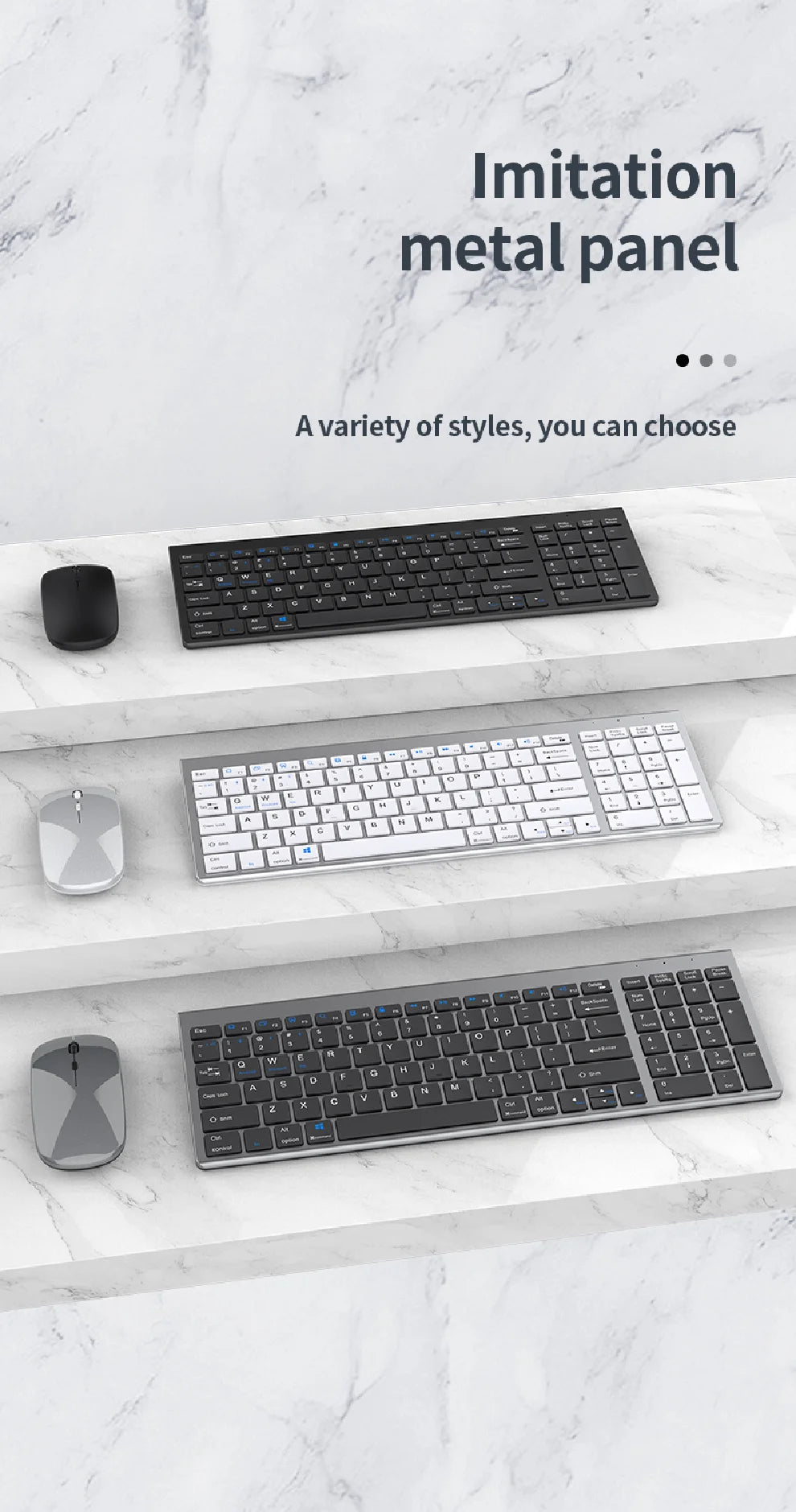 JOMAA Bluetooth&2.4G USB Keyboard and Mouse Set for Laptop Computer ipad Rechargeable Wireless Keyboard and Mouse Combo Slient