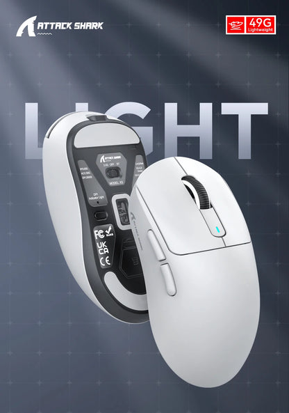 X3 Gaming Mouse Wireless ATTACK SHARK Rot 4K Rückläufe, Bluetooth-Tri-Mode-Verbindung, PAW3395, Makro-Bluetooth-Gaming-Maus