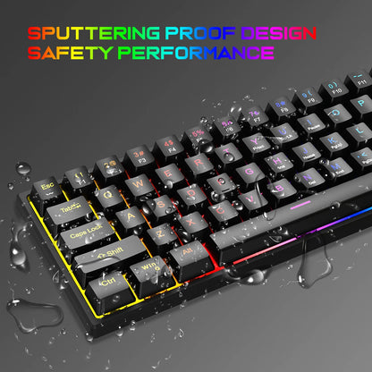 61 Keys Mini Mechanical Keyboard K61 RGB 60% Portable Wired Ergonomic Esports Gaming Keyboard for Computer Laptop Gamer Office