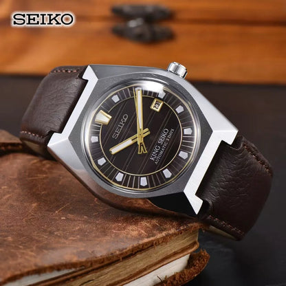 Seiko Men's and Women's Automatic Mechanical Watch Fashion High Quality Leather Strap Calendar Waterproof Couple's Watch