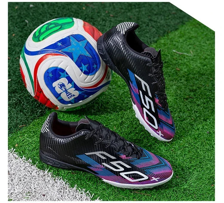 Nouvelles chaussures de football pour hommes, chaussures d'entraînement, baskets de match, chaussures de football pour terrain en herbe, chaussures de sport professionnelles antidérapantes, ultra-légères, unisexes.