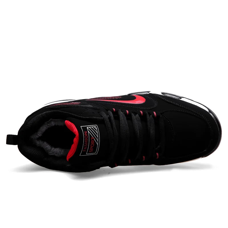 Botas de neve para homem, quentes para o inverno, casal, ténis casuais, moda, couro, desporto ao ar livre, corrida, ténis, homem, antiderrapantes, tamanho grande 48, ténis desportivos