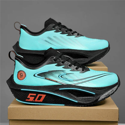 Calçado desportivo para homem e mulher, ténis de corrida, placa de carbono, corrida de maratona masculina, amortecimento, calçado de treino de atletismo