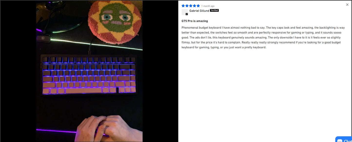 Teclado Mecânico Sem Fios MCHOSE G75 Pro 75% Layout, Montagem Gasket, 5 Camadas de Amortecimento, Retroiluminação RGB, Tri-Mode, Hot Swappable