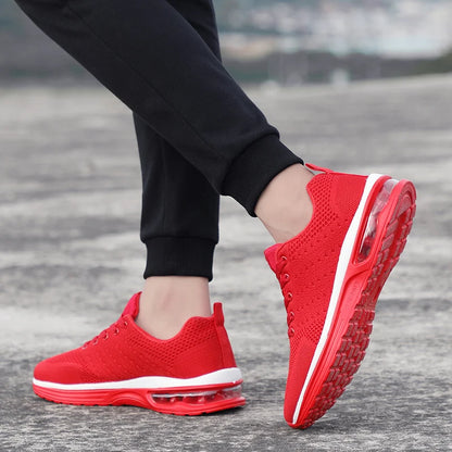 Red Cheap Running Shoes for Men Women Breathable Weave Air Cushion Sneakers Big Size 35-46 Men Lightweight Sports Shoes Trainers