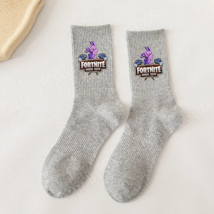 Fortnite Socks Cartoon Game Character Long Socks for Kids and Students in Spring and Autumn Solid Color Cotton Socks Birthday Gifts