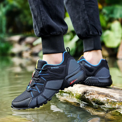 Scarpe da trekking da uomo all-terrain, scarpe sportive outdoor in mesh traspirante, antiscivolo e resistenti all’usura, scarpe da trekking e ciclismo outdoor