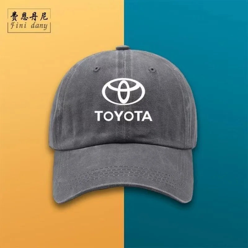 New 2026 high-quality Toyota pure cotton baseball cap with a vintage washed soft-top design, suitable for outdoor cycling and su