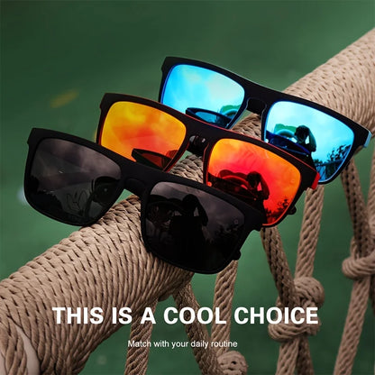 4PCSClassic Square Polarized Sports Sunglasses Lightweight PC Frame UV400 for Driving Fishing Cycling Unisex Everyday Durability