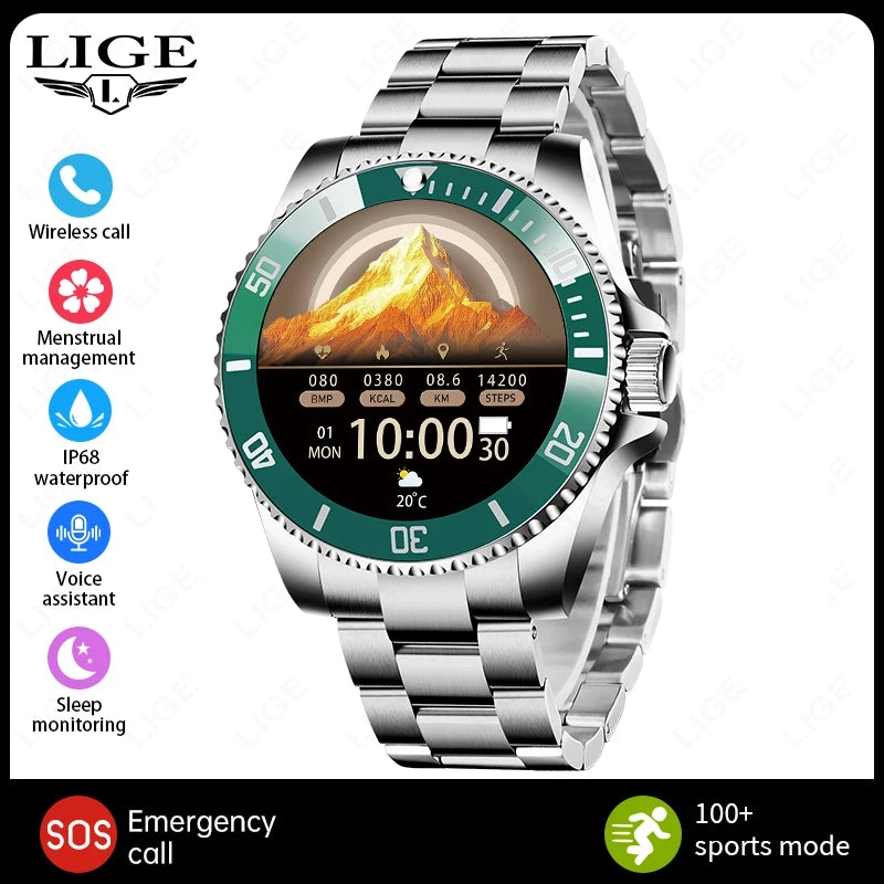 LIGE 2026 Smartwatch for Men  1.27" HD Display, Bluetooth Calling, IP68 Waterproof, Heart Rate & Fitness Monitor
