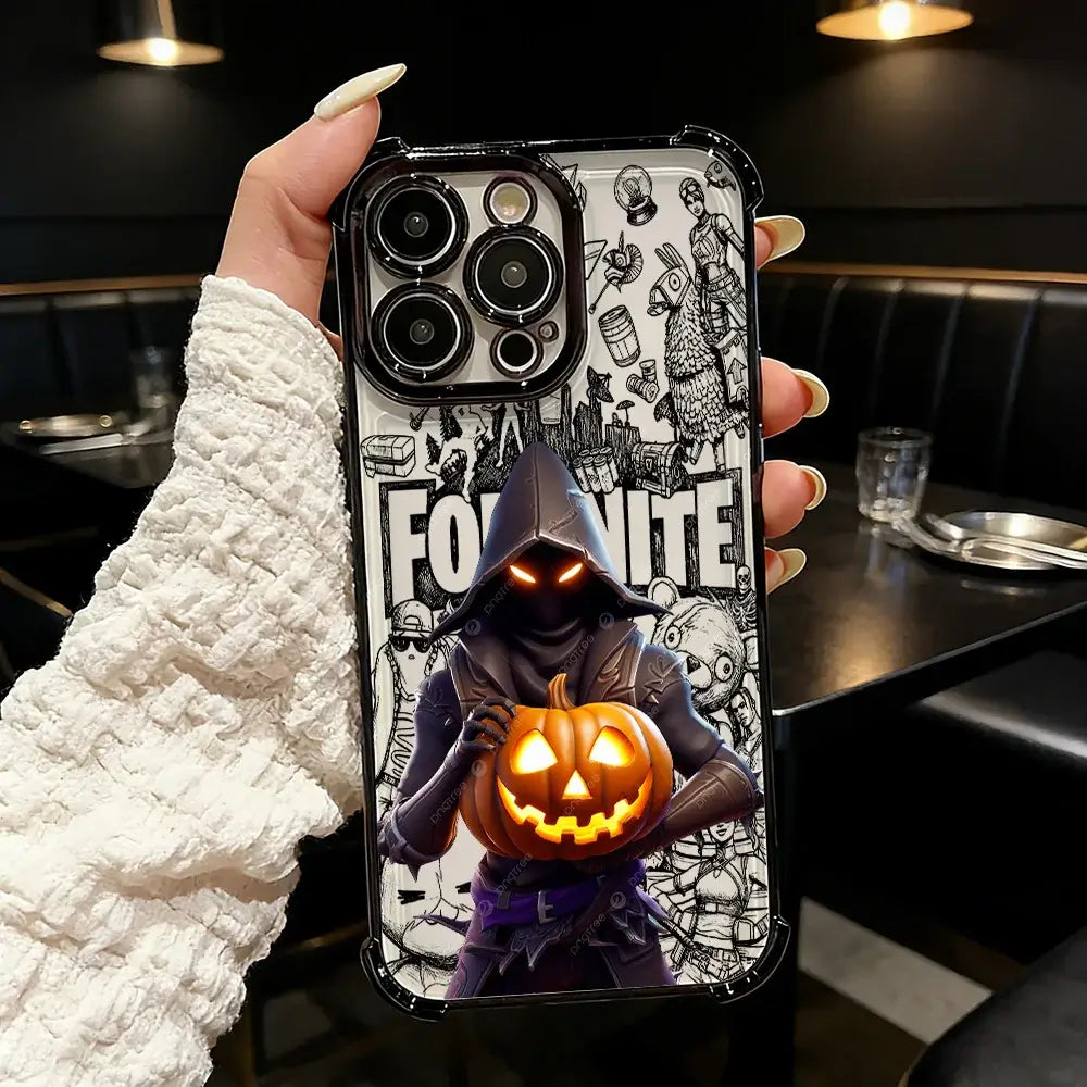 Funda de teléfono FortniteS popular con acabado metalizado para iPhone 17 17e 16e 16 15 14 13 12 11 Pro Max X XR XSMax 7 8 Mini Air Plus anticaídas