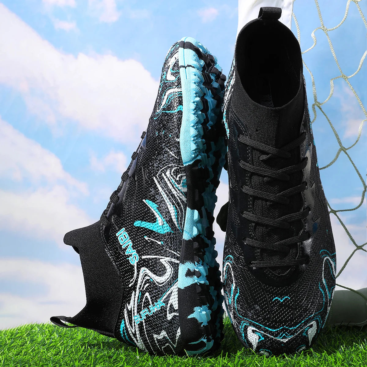 Chaussures de football TF pour adultes, économiques, en tissu PU mélangé, crampons en caoutchouc durables, antidérapantes, pour les passionnés de football amateur.