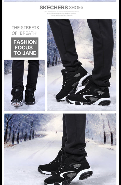 Botas de neve para homem, quentes para o inverno, casal, ténis casuais, moda, couro, desporto ao ar livre, corrida, ténis, homem, antiderrapantes, tamanho grande 48, ténis desportivos