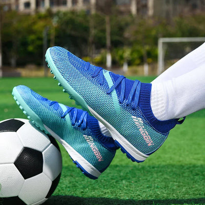 Men's Turf Soccer Shoes Cleats Professional Football Boots Breathable Mesh Youth Soccer Anti-Skid Male Sneakers Society Chuteira