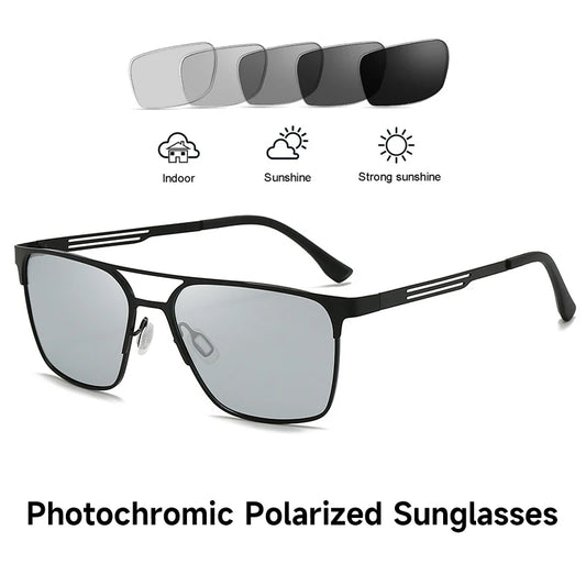 New Photochromic Polarized Sunglasses Man High Quality UV400 Sun Glasses Outdoor Driving Fishing Pilot Eyewear