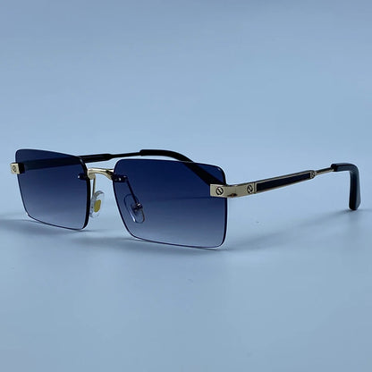 Vintage Rimless Rectangle Sunglasses Men 2026 Luxury Brand Designer Square Metal Frame Sun Glasses Hip Hop Y2K Fashion Eyewear