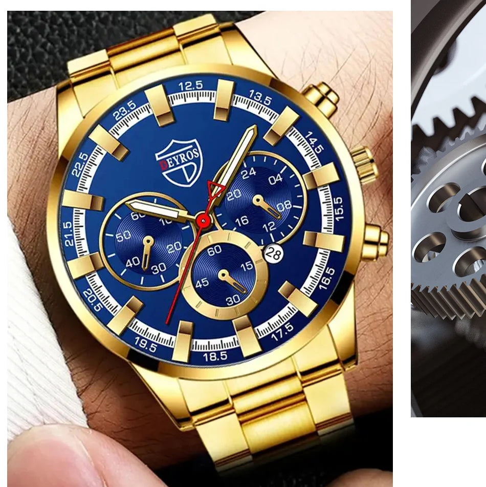 Fashion Men's Watches Business Stainless Steel Quartz Wrist Watch Calendar Date Male Casual Sports Luminous Clock