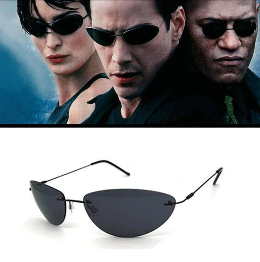 Cool The Matrix Neo Style Polarized Titanium Sunglasses Ultralight Rimless Men Driving Brand Design Sun Glasses Oculos De So