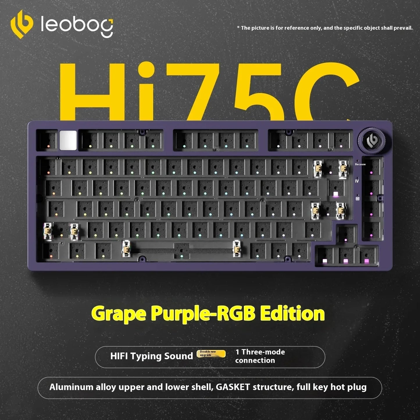 Kit tastiera meccanica LEOBOG Hi75C 3 modalità/cablata Hot Swap con manopola, RGB, guarnizione in lega di alluminio, kit tastiera Hi75C per PC, regalo personalizzato