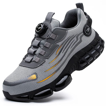 Chaussures de sécurité de travail à bouton rotatif pour hommes, chaussures à bout en acier indestructibles, baskets de travail, bottes de protection, taille 47 48