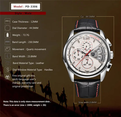 Cronógrafo PAGANI DESIGN para hombre, reloj de cuarzo multifunción de piloto militar, reloj masculino
