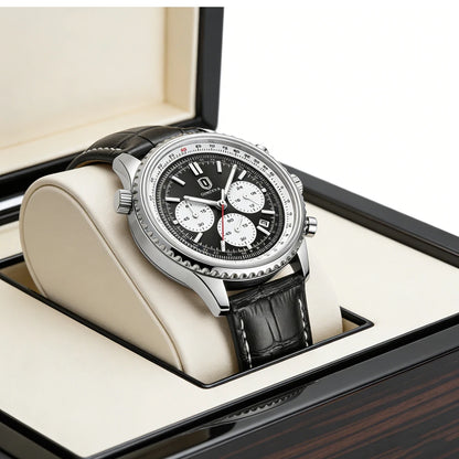 QINGXIYA Montre de luxe pour homme, à quartz, étanche, luminescente, avec date et chronographe, bracelet en cuir, montre-bracelet militaire et sportive pour homme, Reloj