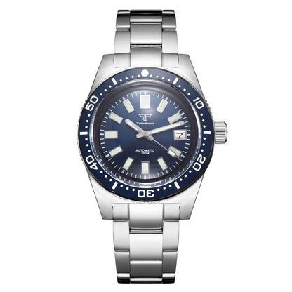 Tandorio 41mm 62MAS Black Gray Dial NH35A Automatic 300M Diving Men's Watch Ceramic Bezel Green Lume Bow Sapphire Glass