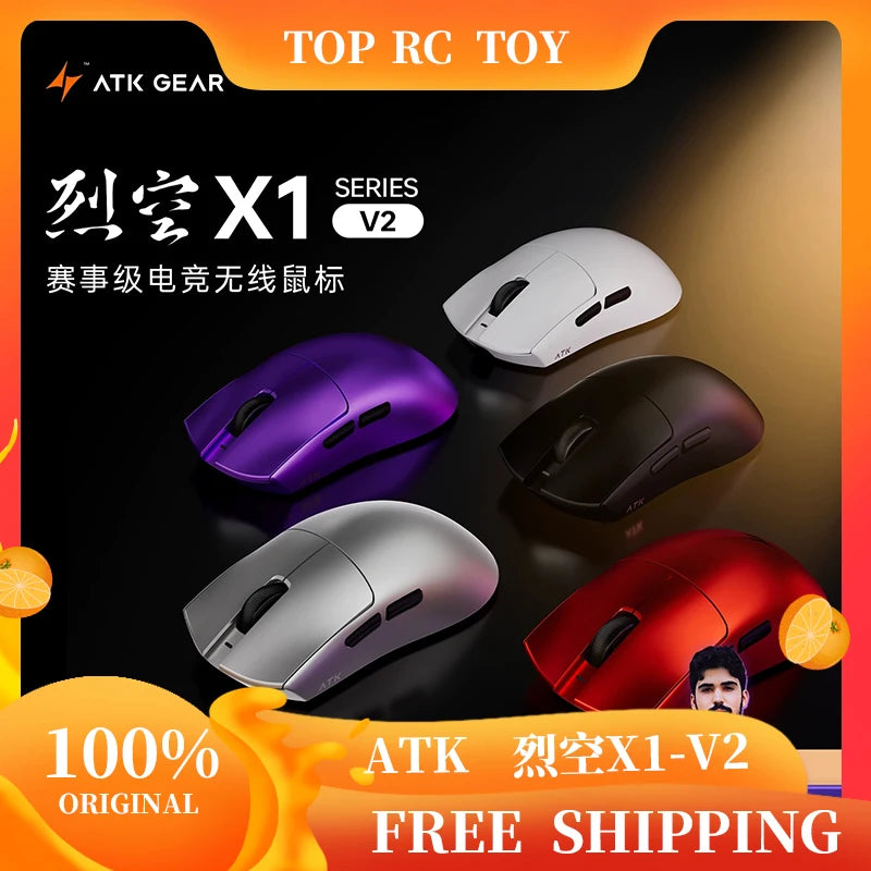 Mouse gaming wireless ATK X1 V2 Ultimate 2.0 Paw3950 Ultra, 54g, ușor, 750ips, latență redusă 0.163ms, 650ips, accesoriu nou, cadou