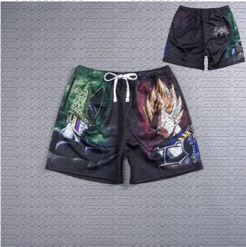 Șorturi de vară cu imprimeu manga Dragon Ball Goku, respirabile, cu uscare rapidă, șorturi sportive largi în stil retro american pentru bărbați și femei
