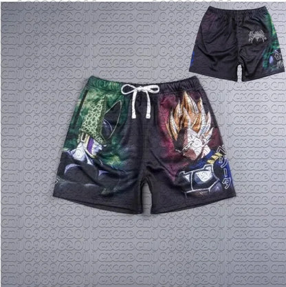 Șorturi de vară cu imprimeu manga Dragon Ball Goku, respirabile, cu uscare rapidă, șorturi sportive largi în stil retro american pentru bărbați și femei