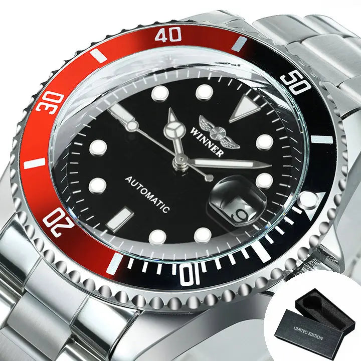 Montre mécanique classique pour homme – Marque de luxe, style professionnel, mouvement automatique, lunette rotative, cadran luminescent, bracelet en acier