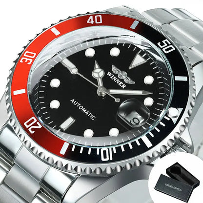 Montre mécanique classique pour homme – Marque de luxe, style professionnel, mouvement automatique, lunette rotative, cadran luminescent, bracelet en acier