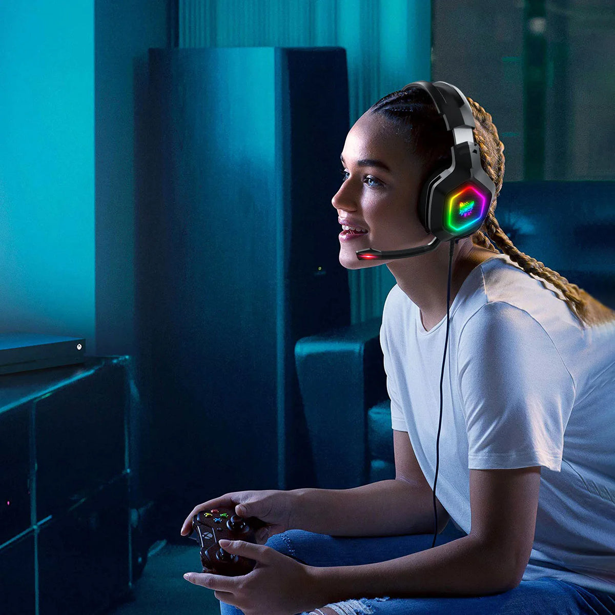 ONIKUMA-Casque d'écoute K10 filaire, 3.5mm, avec microphone blanc, stéréo, son surround, pour PC, PS5