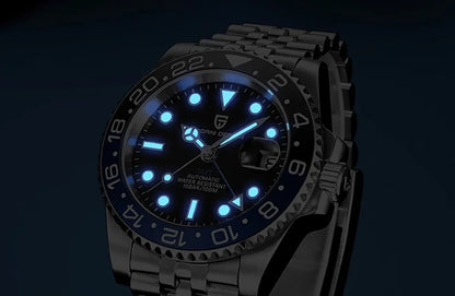 Relógio PAGANI DESIGN 40MM GMT para Homem, Luxo, Safira AR, Mecânico, Luneta em Cerâmica, Automático, 100M à Prova de Água, Relógio para Oferta